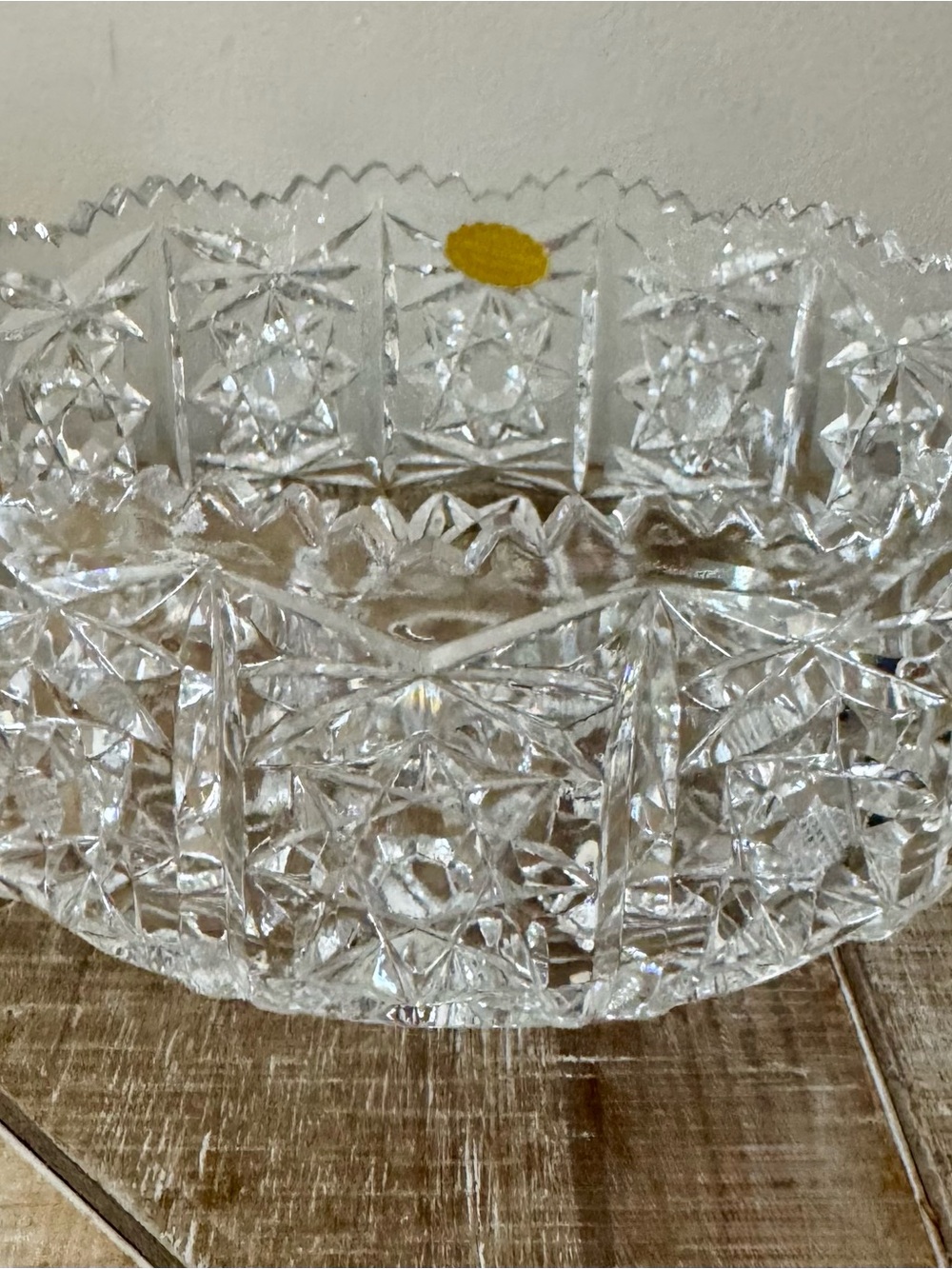 Vintage West German Hand Cut Lead Crystal Bowl 24% PbO Scalloped Starburs